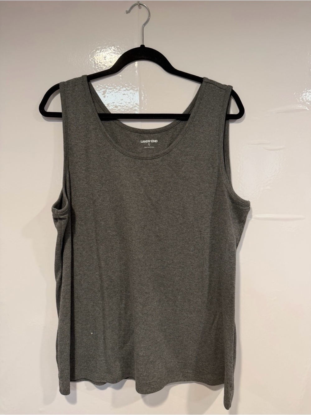 Lands' End Women's Sleeveless Scoop Neck Tank - Dark Gray